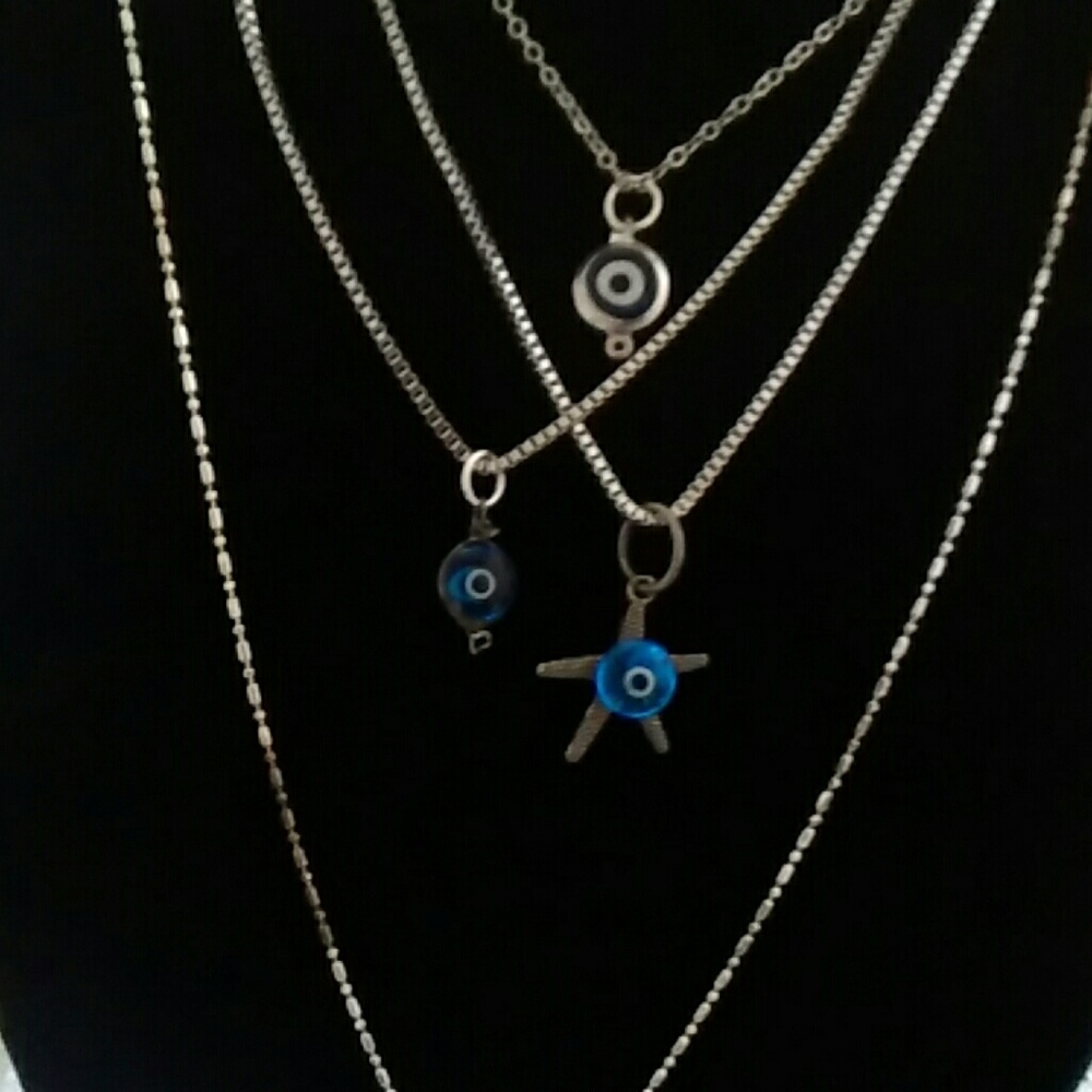 Blue evil eye necklace 3 for 35